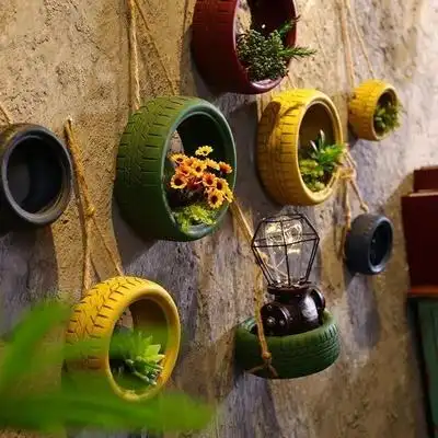 水泥轮胎花艺墙面花篮吊饰室外墙壁家居喷漆装饰壁饰