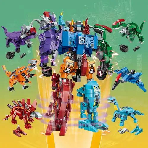 恐龙侏罗纪积木拼装乐高男孩子变形机器人5金刚儿童8益智拼图玩具