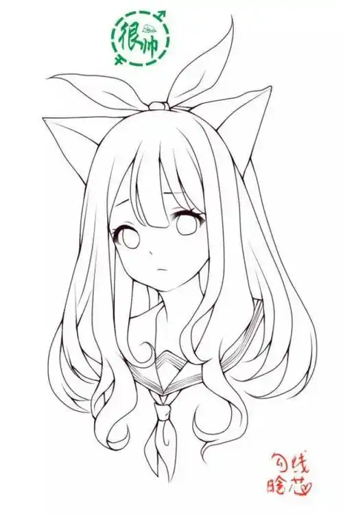 【黑白线稿素材】一大波动漫美眉线稿素材,有没有人想要啊?