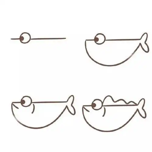 简单又好看的鱼怎么画,各种各样的鱼简笔画图片大全插图6