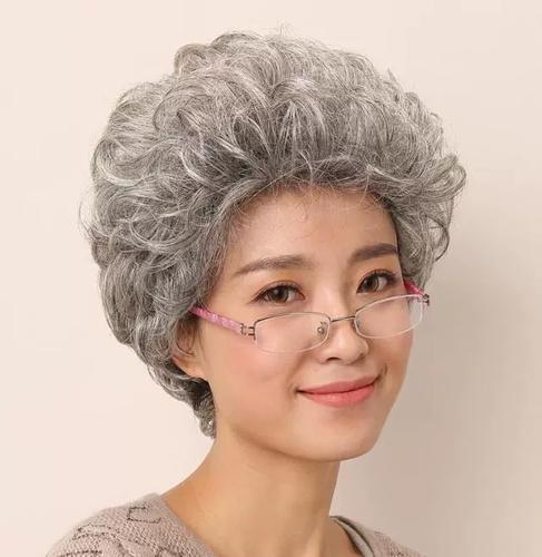 演出拍摄微电影扮老头老太太老奶奶老人花白色假发女白头发短卷发