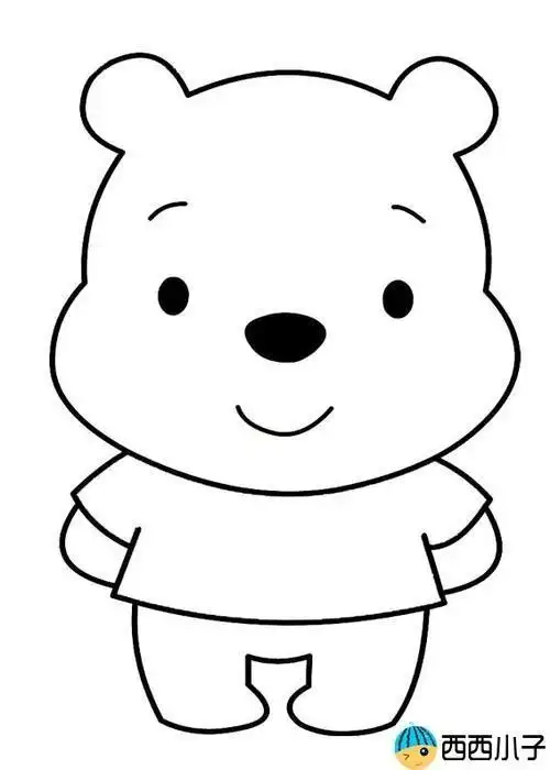 简笔画卡通动物开可爱小熊