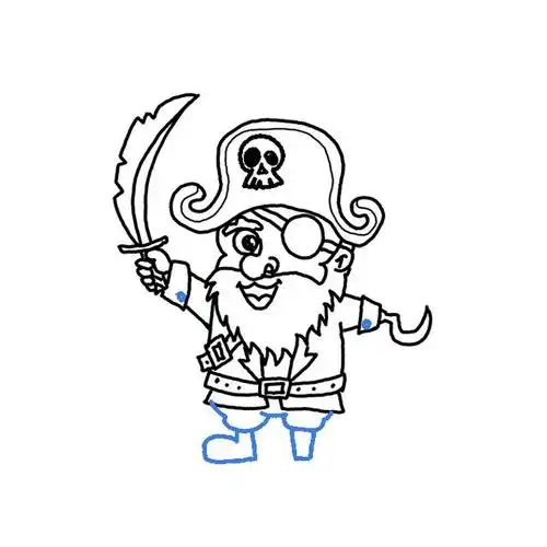 海盗人怎么画 - 卡通人物海盗简笔画教程