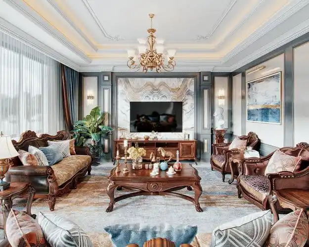 美式轻奢客厅_全国效果图设计-站酷zcool