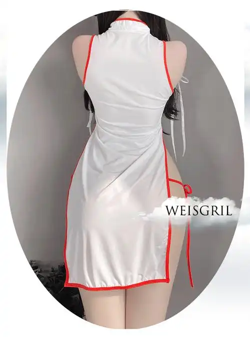 weisgirl情调cos秘书ol优雅透明开衩复古旗袍风情制服诱或套装女