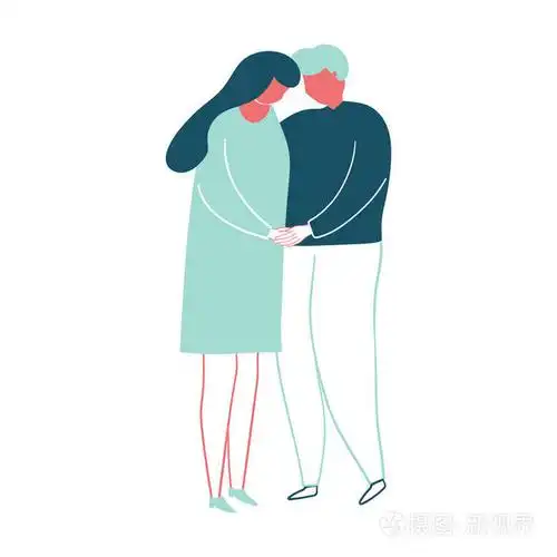 浪漫的夫妇站在一起拥抱