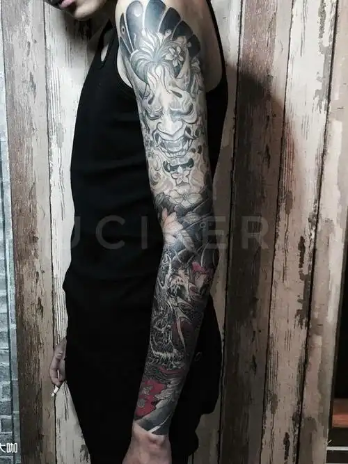 老传统花臂,龙,般若_纹身图案手稿图片_炎师傅的纹身作品集