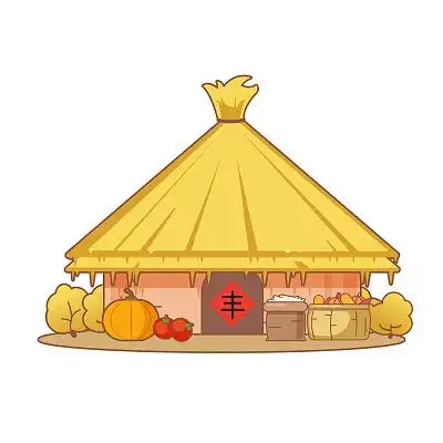 秋天粮仓 卡通 风景 png素材