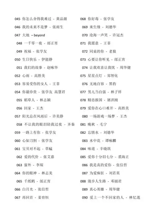 1000首最经典的歌曲doc