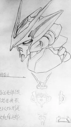 手绘高达,红色异端,曾经的回忆啊~到底有多久没动笔了.