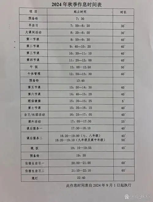 新高一的时间作息表真是让我惊讶,早读竟然要到7:50才开始,这也太晚了