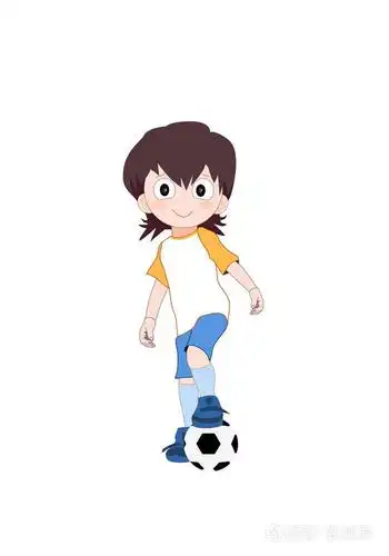 男孩穿着足球制服, 可爱的卡通孩子的性格与足球.矢量插图