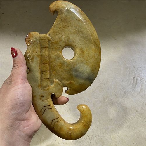 收藏汉代古玩古董天然岫玉高古玉玉器老物件把件挂件摆件玉斧龙斧