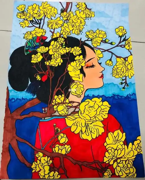 马克笔临摹  #国风绘画  #简笔画教程