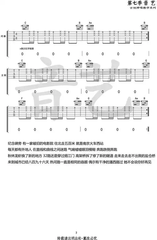 热河吉他谱 李志 c调六线谱 高清弹唱谱