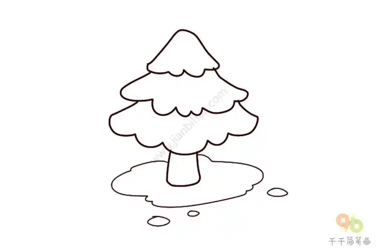 寒冬松柏简笔画步骤图
