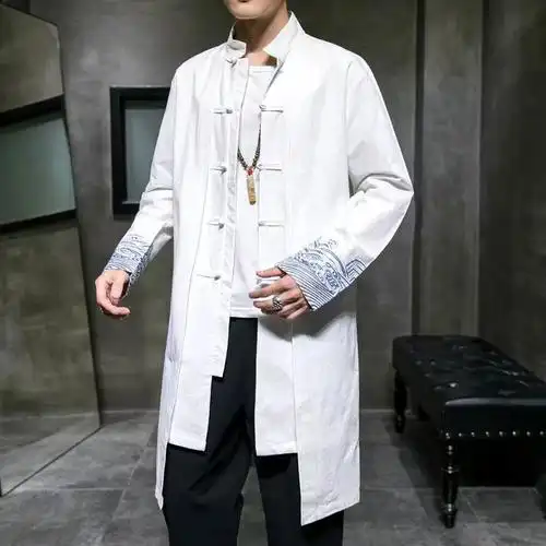 长衫外套潮秋季复古唐装汉服古风仙气古装民族服装长袍中国风男装