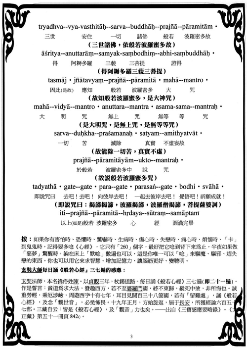 心经在线阅读玄奘译本梵文对照图片