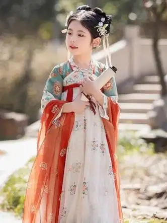 女童新款汉服春秋儿童敦煌唐朝公主古装古风夏款齐胸国学服夏忆江南