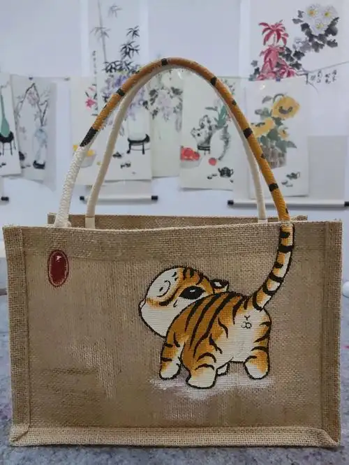 自制手绘麻布包
