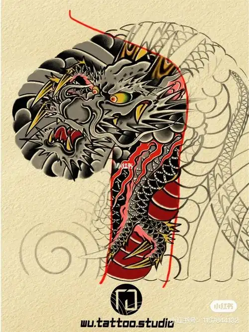日式老传统纹身  #半胛纹身  #半甲纹身  #龙纹身