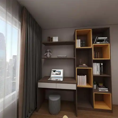 定制现代简约电脑桌书桌书架组合学习书柜一体式写字台定制书柜