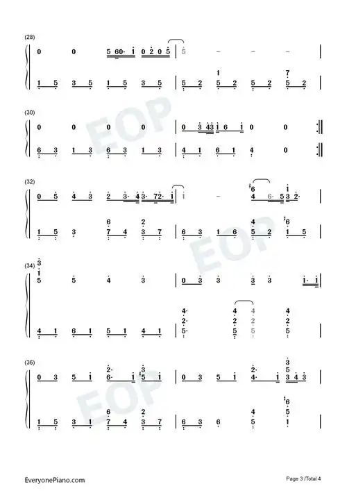 大笨钟周杰伦双手简谱预览3