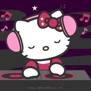 hellokitty 听音乐 音符 可爱 萌萌哒