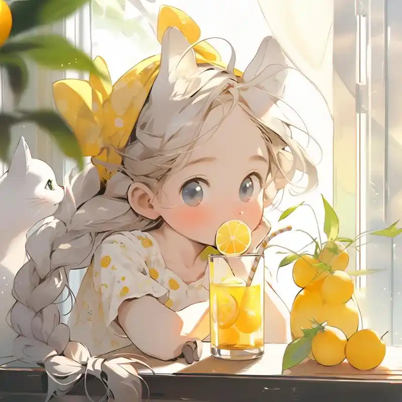 超萌可爱|q版女孩头像 喝汽水的可爱女孩