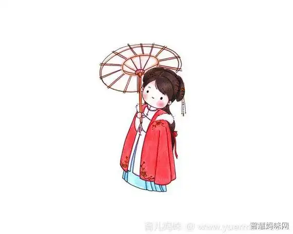 动漫女生带斗篷简笔画