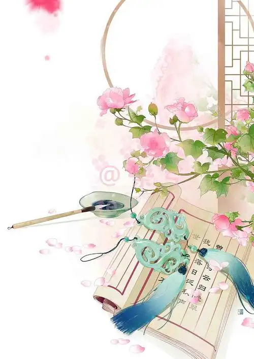 古风封面水彩水墨植物花卉意境手绘清新唯美