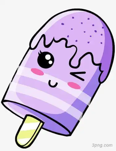 卡通可爱紫色冰棒png素材透明免抠图片-卡通手绘