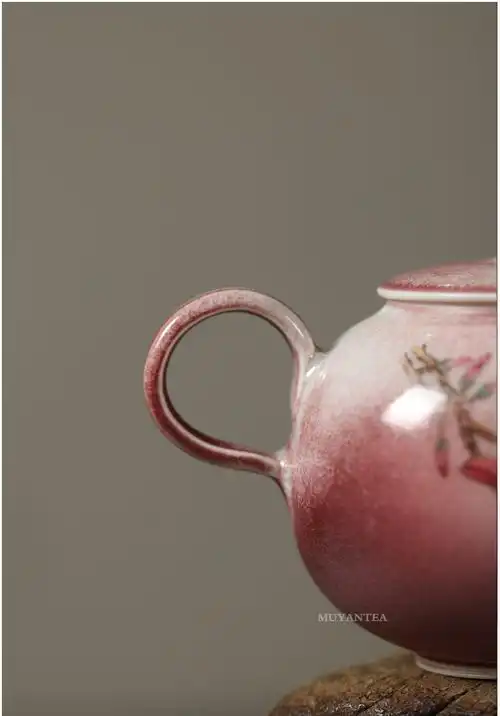 慕陶 手绘窑变茶壶玉兰花陶瓷泡茶壶家用功夫茶具球孔单壶