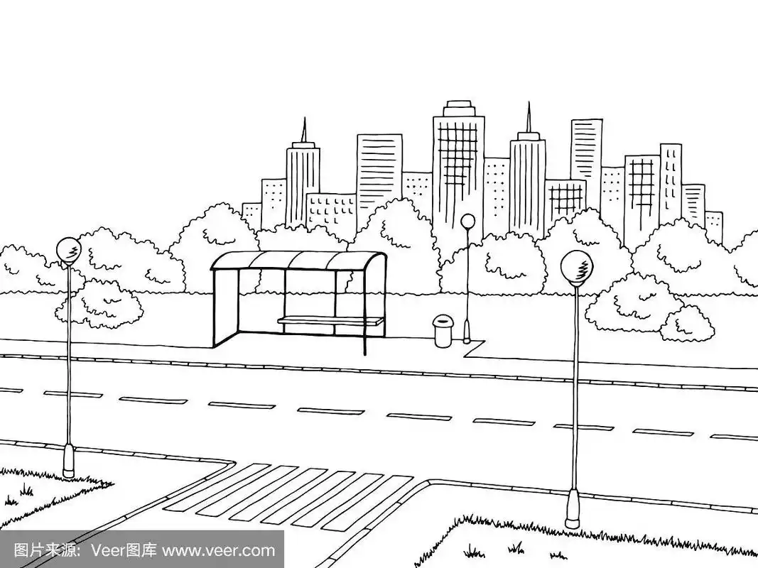 草图,街道,绘画插图,白色,矢量