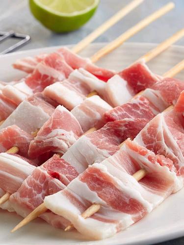 五花肉串烧烤油炸半成品户外铁板20串猪肉烤串原味猪肉串新鲜食材