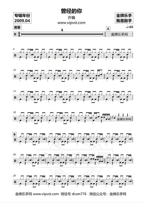许巍 - 曾经的你 鼓谱(动态)15元