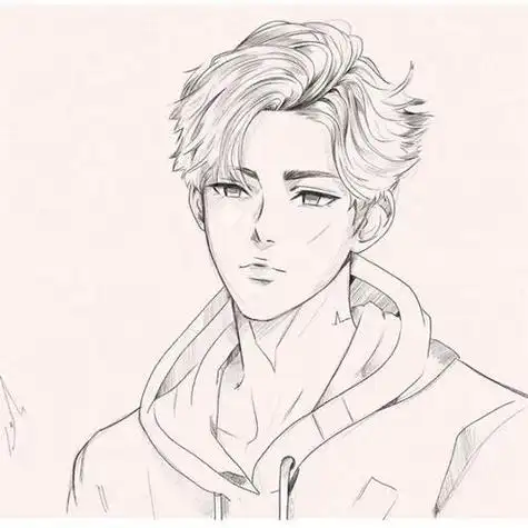 铅笔画简笔画图片一组帅气十足的小哥哥动漫线稿帅哦动漫人物儿童简笔