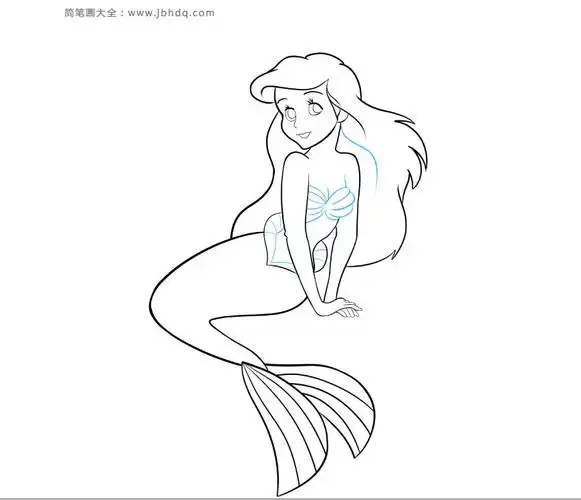 卡通美人鱼的画法_图文教程-简笔画大全