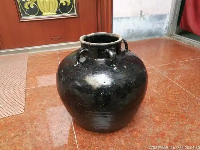 明代磁州窑黑釉四系罐