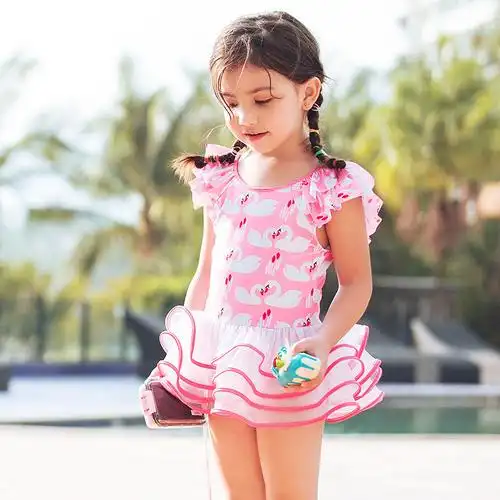 2019夏季女童泳装裙式连体蛋糕裙中大童儿童泳衣可爱甜美游泳衣女