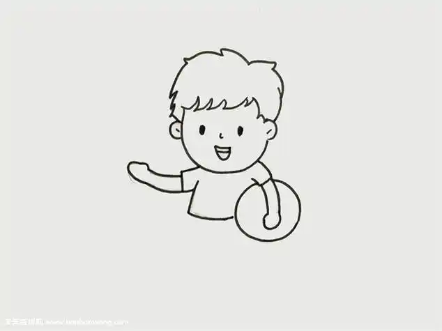 穿短袖的小男孩简笔画