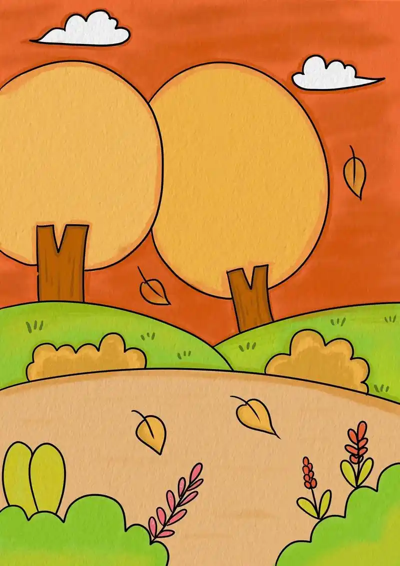 秋天主题简笔画教程.秋天来了,一起画画吧#秋天简笔画 #秋天 - 抖音