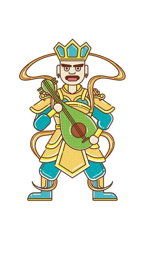 四大天王,中国元素插画