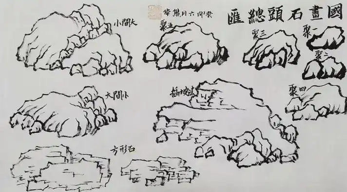 国画石法重点:这10块石头的画法,是入门学习的重中之重
