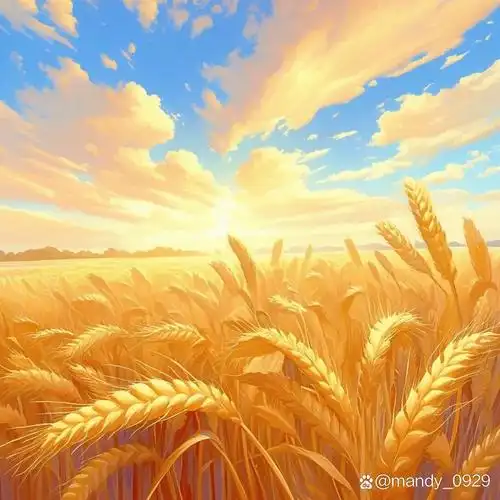 麦浪滚滚,丰收的喜悦尽在这片金色麦田.