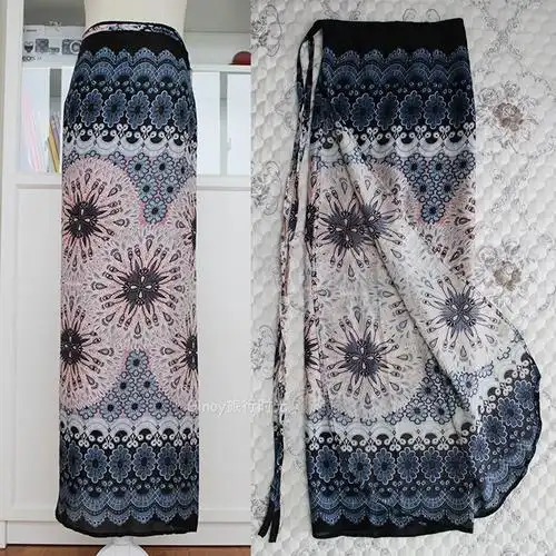 泰国传统一片式包裙波西米亚宽松女夏柬埔寨沙滩旅游半身裹裙纱笼_7折