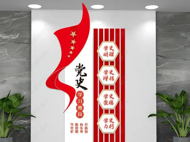 原创竖版党史学习党建文化墙