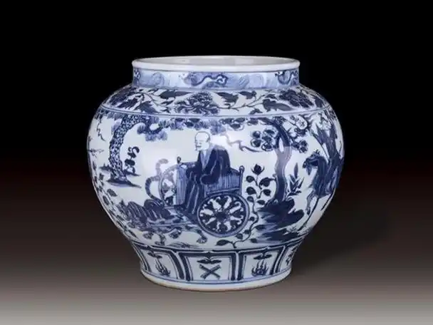 元青花鬼谷子下山图罐,栩栩如生,画工细腻,神态自若