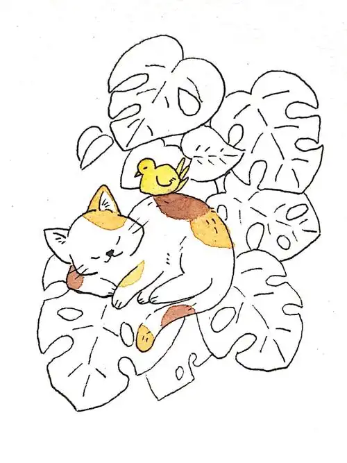 自学水彩简单的小清新插画附线稿过程图