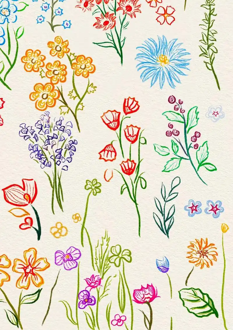 花卉简笔画,随手画的花花草草真的很好看.93步骤教程 1.先 - 抖音